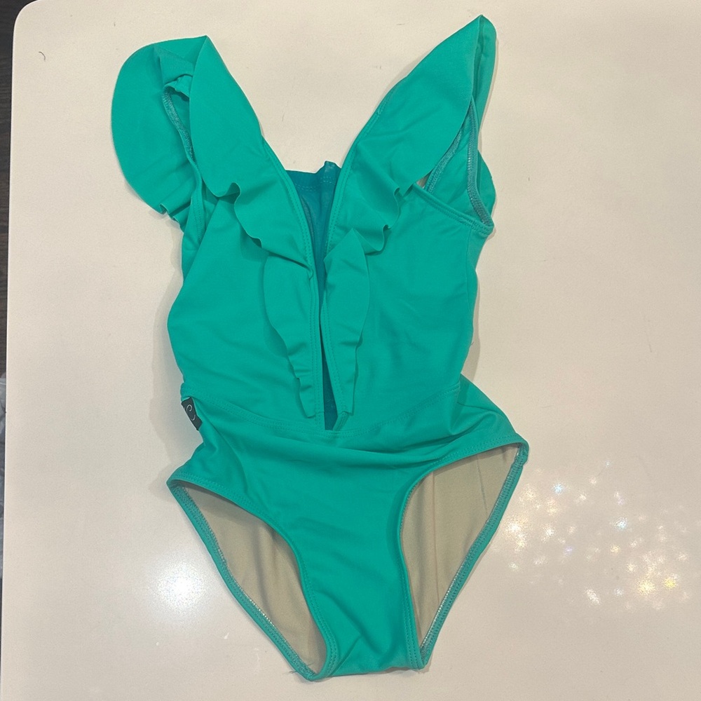 Kandi Kouture Ruffled Teal One-Piece Leotard